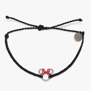Pura Vida Disney Minnie Mouse Head Silver and Black string bracelet Brand New